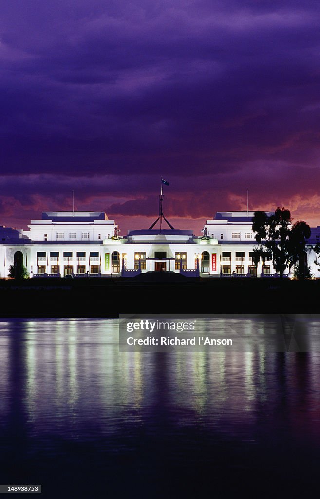 Old Parliament House at dusk.