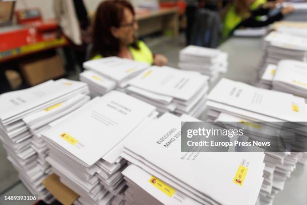 Instruction manuals for the people who make up the polling stations, at the electoral logistics center of the Government Delegation, in Poligono La...