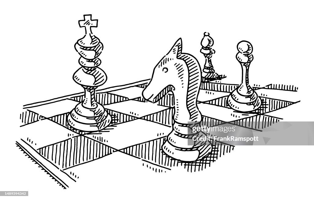 Chess Math Drawing Chess Game Drawing High-Res Vector Graphic - Getty Images
