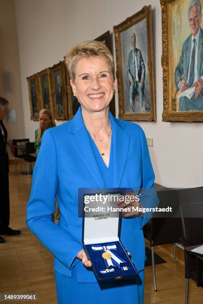 Susanne Klatten during State President Ilse Aigner bestows the Bavarian Constitutional Order at Bavarian parliament on May 12, 2023 in Munich,...