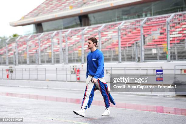 Clement Novalak of France and Trident walks in the Pitlane during day three of Formula 2 Testing at Circuit de Barcelona-Catalunya on May 12, 2023 in...