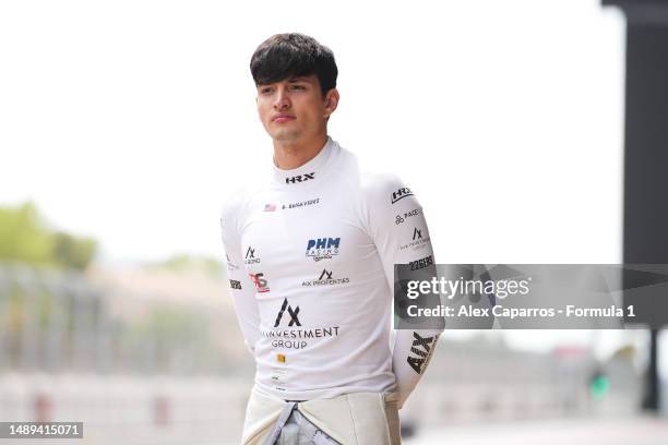 Brad Benavides of United States and PHM Racing by Charouz looks on in the Pitlane during day three of Formula 2 Testing at Circuit de...