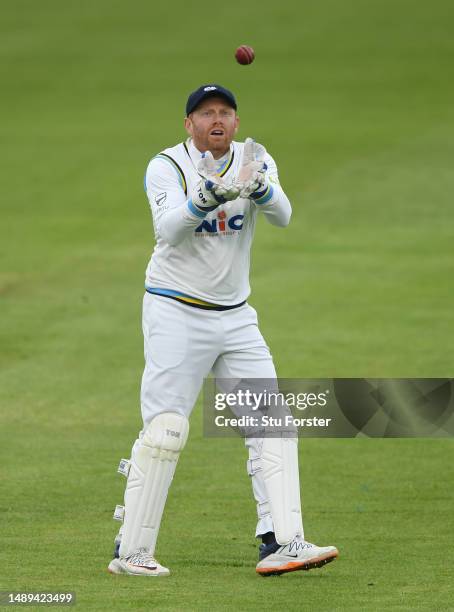 Yorkshire wicketkeeper Jonathan Bairstow in action during day 2 of the LV= Insurance County Championship Division 2 match between Durham and...