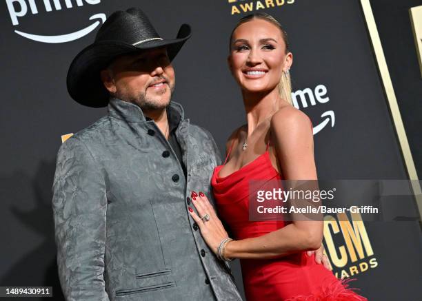Jason Aldean and Brittany Aldean attend the 58th Academy of Country Music Awards at The Ford Center at The Star on May 11, 2023 in Frisco, Texas.