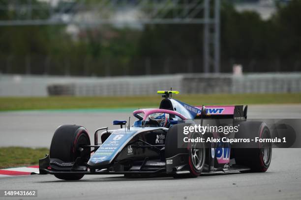 Victor Martins of France and ART Grand Prix drives on track during day three of Formula 2 Testing at Circuit de Barcelona-Catalunya on May 12, 2023...