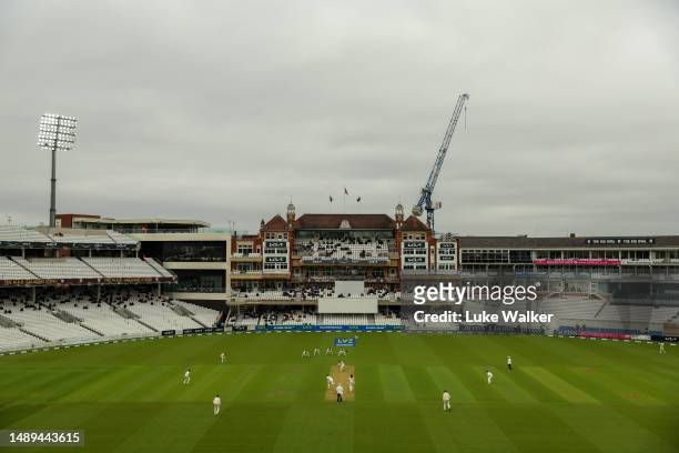 General view of play during Day Two of the LV= Insurance County Championship match between Surrey and Middlesex at The Kia Oval on May 12, 2023 in...