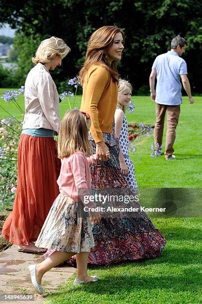 Crown Princess Mary and Princess Isabella attend a photocall for the Royal Danish family at their summer residence of Grasten Slot on July 20, 2012...