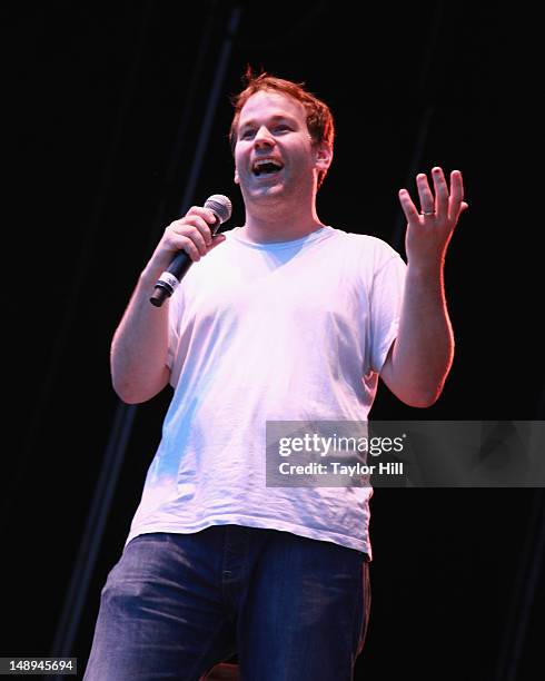 Comedian Mike Birbiglia performs during the 2012 Lacoste L!ve Concert Series the Williamsburg Waterfront on July 19, 2012 in New York City.