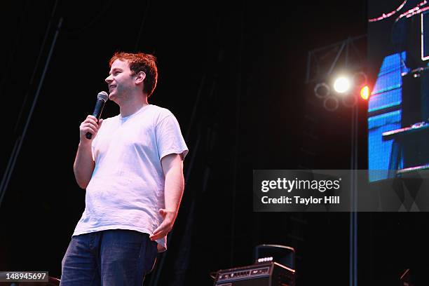 Comedian Mike Birbiglia performs during the 2012 Lacoste L!ve Concert Series the Williamsburg Waterfront on July 19, 2012 in New York City.