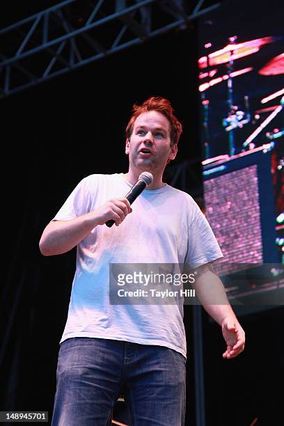 Comedian Mike Birbiglia performs during the 2012 Lacoste L!ve Concert Series the Williamsburg Waterfront on July 19, 2012 in New York City.