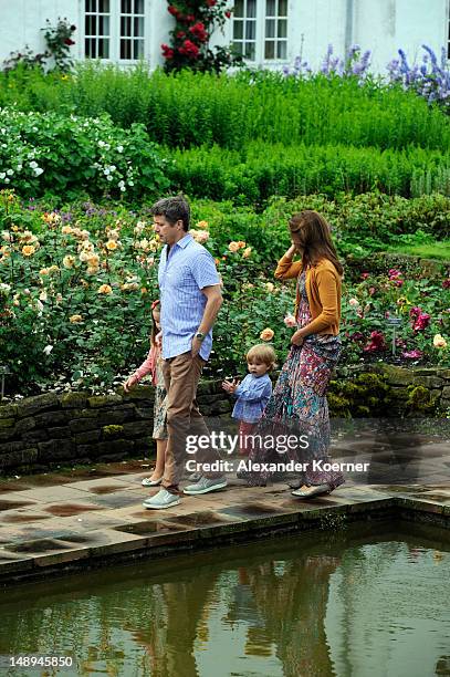 Princess Isabella, Prince Frederik of Denmark, Prince Vincent Frederik Minik Alexander and Princess Mary of Denmark pose during a photocall for the...