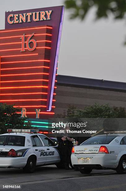 The Century 16 movie theatre is seen where a gunmen attacked movie goers during an early morning screening of the new Batman movie, "The Dark Knight...