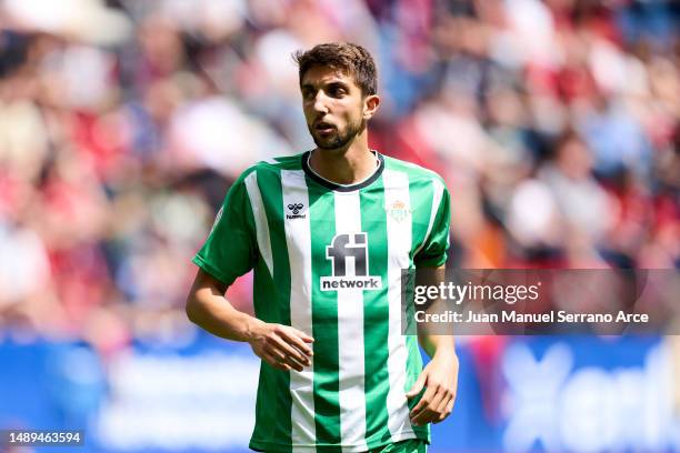 Edgar Gonzalez of Real Betis Balompie reacts during the LaLiga Santander match between CA Osasuna and Real Betis at El Sadar Stadium on April 22,...