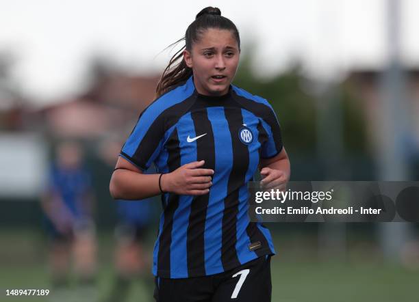 Beatrice Calegari of FC Internazionale looks on during the U19 Women semi-final match between Juventus and FC Internazionale at Centro Sportivo...