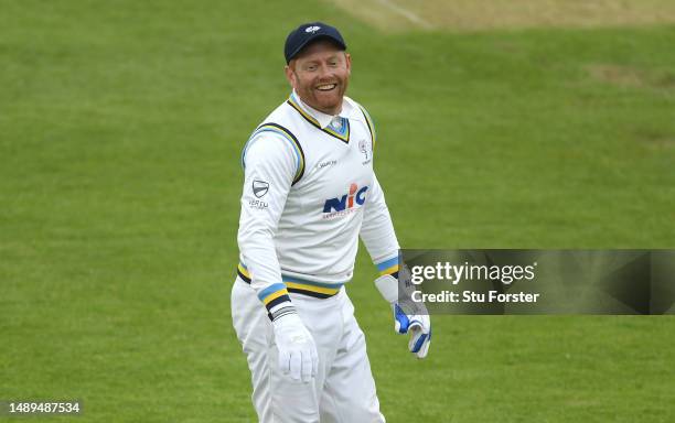 Yorkshire wicketkeeper Jonathan Bairstow smiles during day 2 of the LV= Insurance County Championship Division 2 match between Durham and Yorkshire...