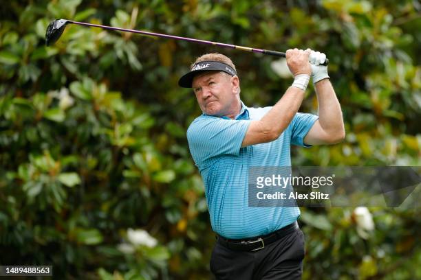 Paul Broadhurst of England hits a tee shot on the second hole during the second round of the Regions Tradition at Greystone Golf and Country Club on...