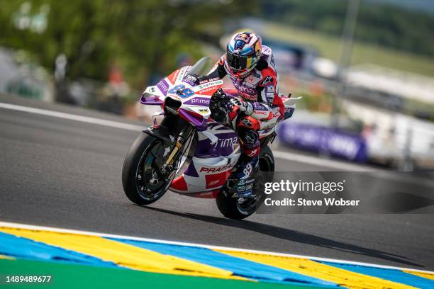 Jorge Martin of Spain and Prima Pramac Racing rides during the free practice of MotoGP SHARK Grand Prix de France at Bugatti Circuit on May 12, 2023...