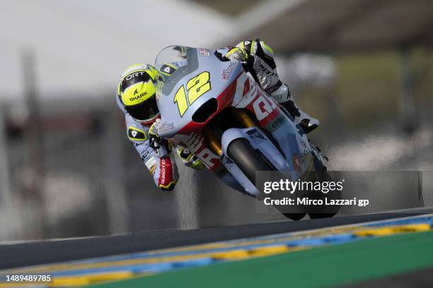 Filip Salac of Czech Republic and Gresini Racing Moto2 rounds the bend during the MotoGP of France - Free Practice on May 12, 2023 in Le Mans, France.