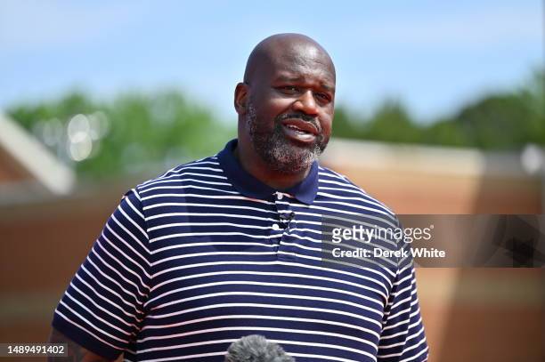 Shaquille O'Neal attends as The Shaquille O'Neal Foundation & Icy Hot unveil the latest "Comebaq Court" at Shaq's Boys & Girls Club on May 11, 2023...