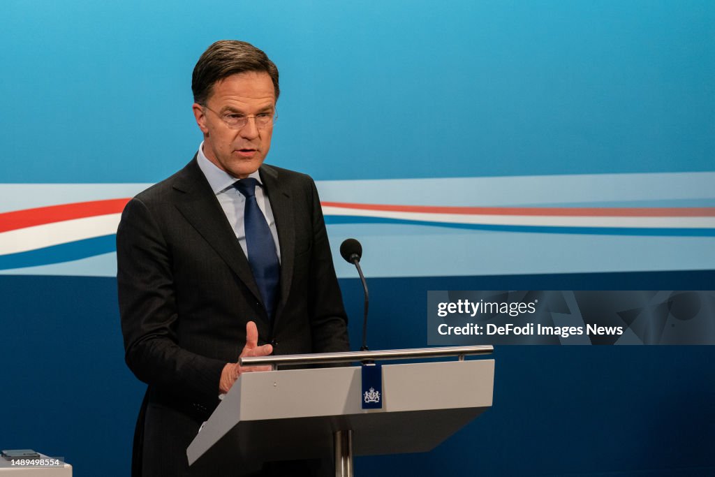 Mark Rutte Press Conference Dutch Prime Minister Mark Rutte during a Delivers Press Conference on ...