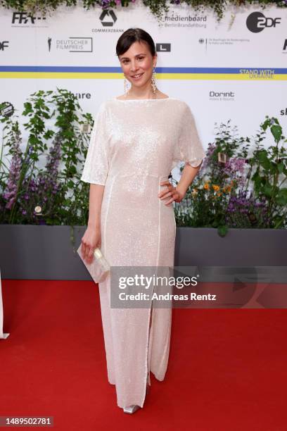 Aylin Tezel arrives for the 73rd Lola - German Film Award at Theater am Potsdamer Platz on May 12, 2023 in Berlin, Germany.