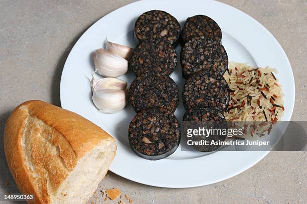 morcilla de burgos - black pudding stock pictures, royalty-free photos & images
