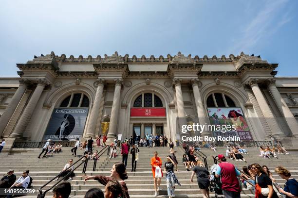 View of the Metropolitan Museum of Art or "The Met" on May 12, 2023 in New York City. The entrance structure was completed in 1929 by architects...