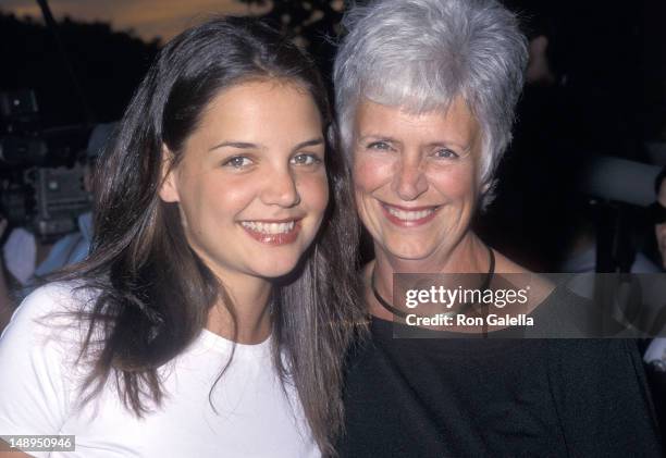 Actress Katie Holmes and mother Kathleen Holmes attend the "X-Men" New York City Premiere on July 12, 2000 at Ellis Island in New York City.