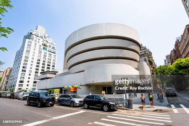 View of Solomon R. Guggenheim Museum on 5th Avenue in the Upper West Side on May 12, 2023 in New York City. Completed in 1959 by architect Frank...
