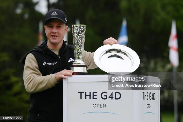 Brendan Lawlor of Ireland poses for a photo with the overall winners trophy and the ST3 class winners trophy during Day Three of The G4D Open on the...