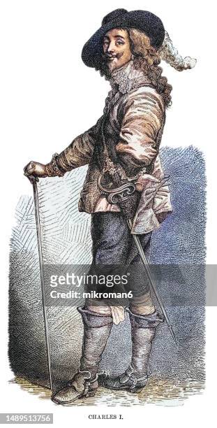 portrait of king charles i of england - king of england, scotland, and ireland from 27 march 1625 until his execution in 1649 - rei carlos ii de espanha imagens e fotografias de stock