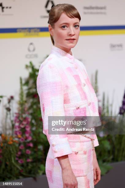 Leonie Benesch arrives for the 73rd Lola - German Film Award at Theater am Potsdamer Platz on May 12, 2023 in Berlin, Germany.