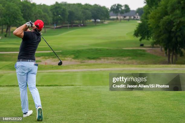 Ricky Barnes of the United States tees off from hole during the second round of the AT&T Byron Nelson at TPC Craig Ranch at TPC Craig Ranch on May...