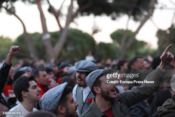 Several people during the performance of the band Biznaga at the Pradera de San Isidro during the patron saint festivities, on 12 May, 2023 in...