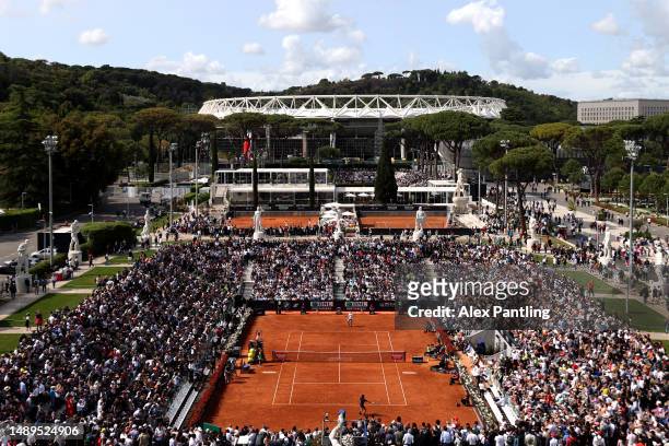 General view during the men's singles match between Miomir Kecmanovic of Serbia and Fabio Fognini of Italy on Pietrangeli court during day five of...