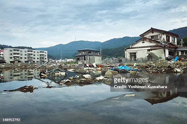 tsunami damage in ayukawahama - earthquake stock pictures, royalty-free photos & images