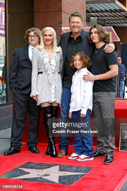 Zuma Rossdale, Gwen Stefani, Blake Shelton, Apollo Rossdale, and Kingston Rossdale attend Blake Shelton's Star Ceremony on The Hollywood Walk Of Fame...