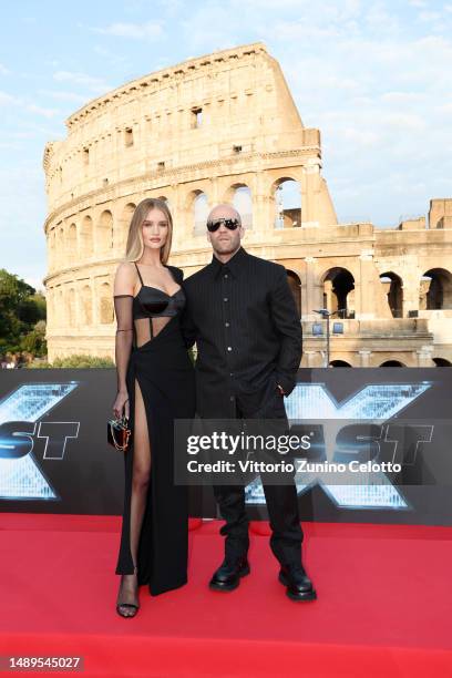 Rosie Huntington-Whiteley and Jason Statham attend the Universal Pictures presents the "FAST X Road To Rome" at Colosseo.