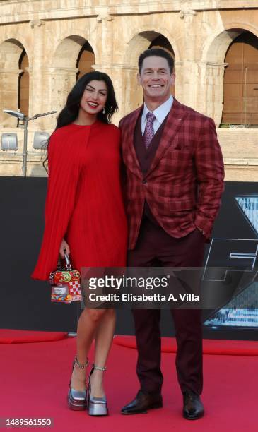 John Cena and Shay Shariatzadeh attend the "Fast X" Premiere at Colosseo on May 12, 2023 in Rome, Italy.