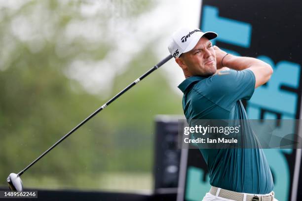 Martin Kaymer of Cleeks GC hits a tee shot on the 7th hole during Day One of the LIV Golf Invitational - Tulsa at Cedar Ridge Country Club on May 12,...