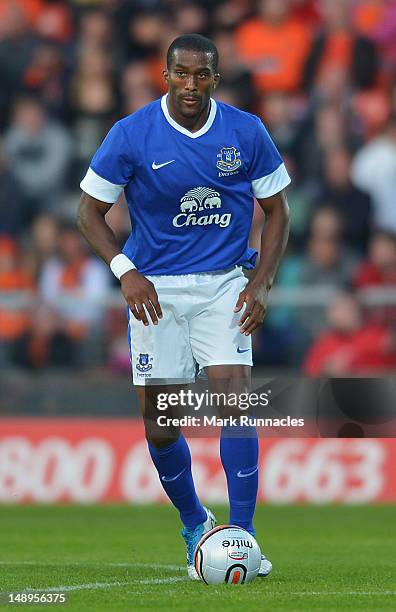 Everton's Sylvain Distin during the pre-season friendly match between Dundee and Everton, at Dens Park on July 19, 2012 in Dundee, Scotland.