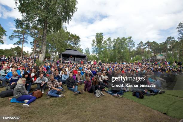 General view of crowd atmosphere during Nils Petter Molvaer's performance during day 5 of the Molde International Jazz Festival at the Romsdal Museum...