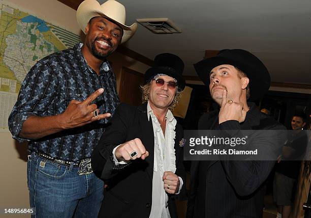 Cowboy Troy, Big Kenny and John Rich of Big and Rich backstage at Country Thunder - Day 1 on July 19, 2012 in Twin Lakes, Wisconsin.