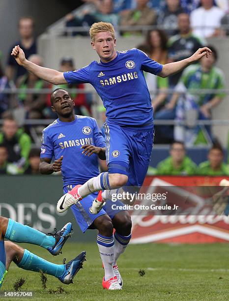 Kevin De Bruyne of Chelsea FC follows the play against the Seattle Sounders FC at CenturyLink Field on July 18, 2012 in Seattle, Washington.