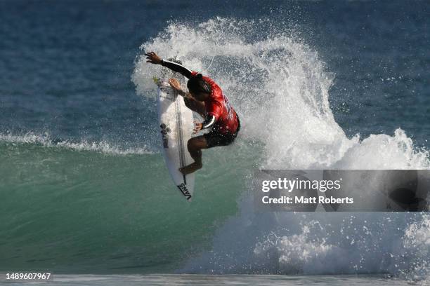 Imaikalani deVault of Hawaii competes during the 2023 Gold Coast Pro at Snapper Rocks on May 13, 2023 in Gold Coast, Australia.