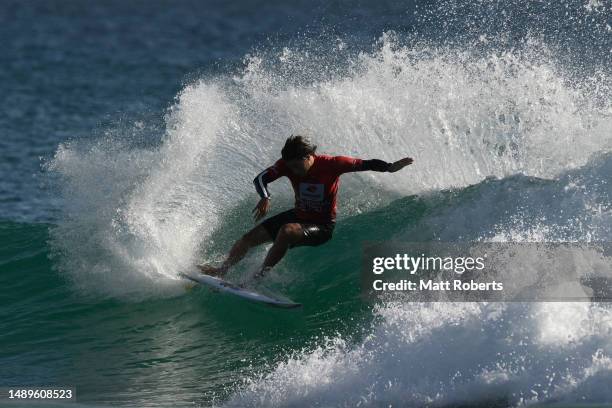 Imaikalani deVault of Hawaii competes during the 2023 Gold Coast Pro at Snapper Rocks on May 13, 2023 in Gold Coast, Australia.