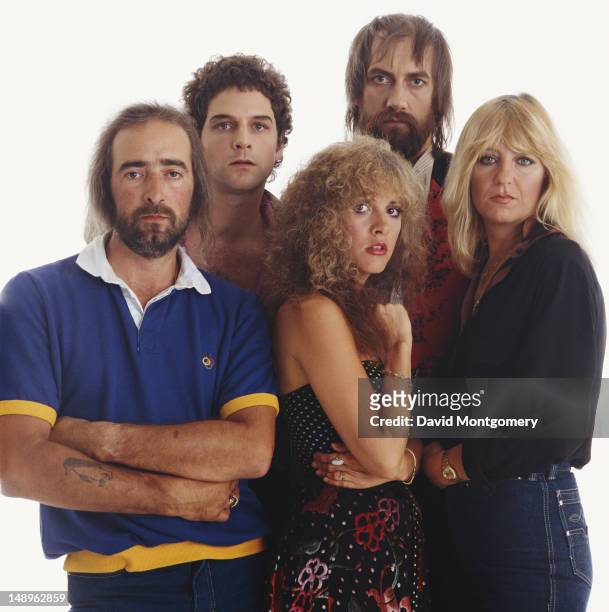 British-American rock group Fleetwood Mac, circa 1982. From left to right, bassist John McVie, guitarist Lindsey Buckingham, singer Stevie Nicks,...