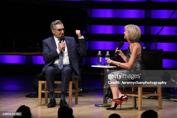 Eugene Levy, 2023 recipient of an Honorary Fellows of The Royal Conservatory of Music designation, and Heather Hiscox speak during The Royal Occasion...