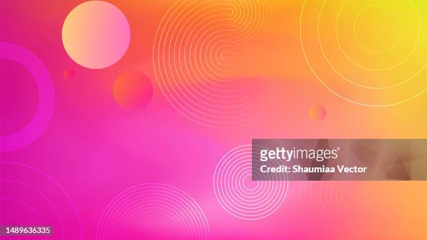 modern orange, pink and red gradient geometric shape circle design on abstract blurred mesh background - light effect stock illustrations