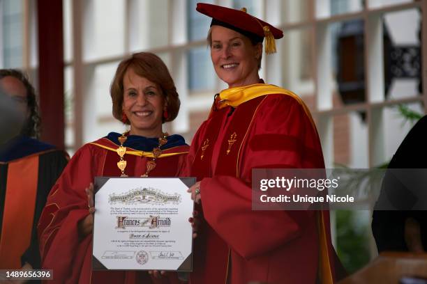 Frances Arnold receives honorary doctorate at the University Of Southern California's 140th Commencement Ceremony at University of Southern...